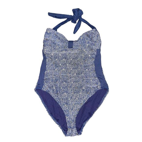 NIP TUCK One Piece Swimsuit Navy Geometric Pattern Size 8 - Picture 1 of 5